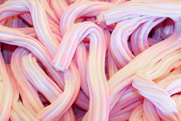 Marshmallow Lunghi Filanti Rosa Bianchi Negozio Dolci — Foto Stock