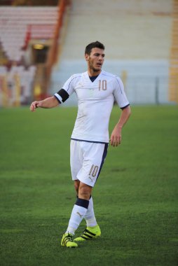 Vicenza, VI, İtalya - 2 Eylül 2016: İtalya milli futbol takımı ve Sırbistan altında 21 Mazzitelli Luca futbol maç