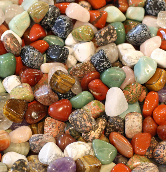 background of many stones for sale at mineralogy store