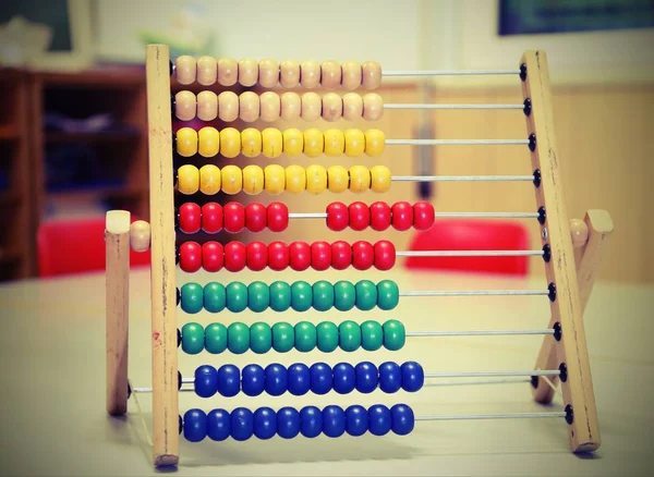 Trä Abacus Klassrummet Med Vintage Effekt — Stockfoto