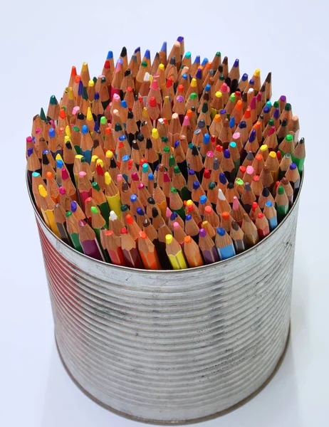 Colored Crayons Jar White Background — Stock Photo, Image