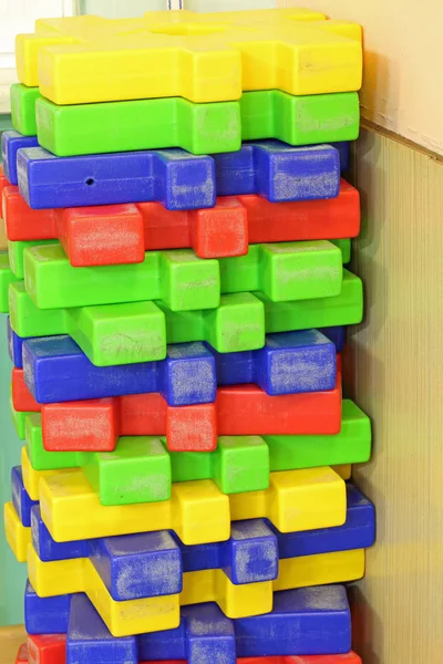 Plastic Games Form Construction Fitting Various Colored Pieces Nursery School — Stock Photo, Image