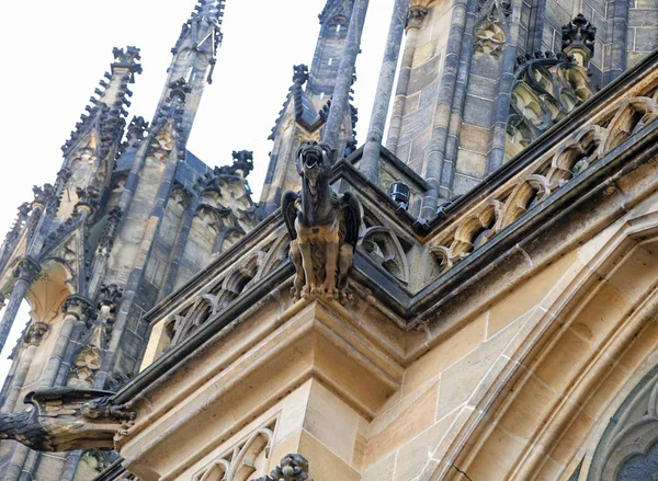 Gargoyles Büyükşehir Saints Vitus Katedrali Prague Çek Cumhuriyeti Ağustos 2016 — Stok fotoğraf