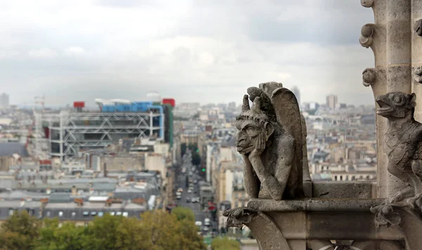 Paris França Agosto 2018 Estátua Quimera Basílica Notre Dame Centro — Fotografia de Stock