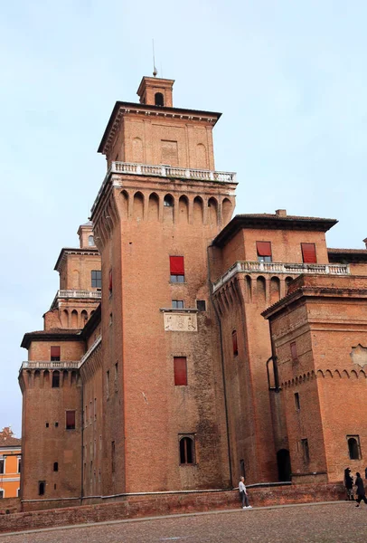 Ferrara Italien November 2018 Antika Tornet Medeltida Slott Kallas Castello — Stockfoto