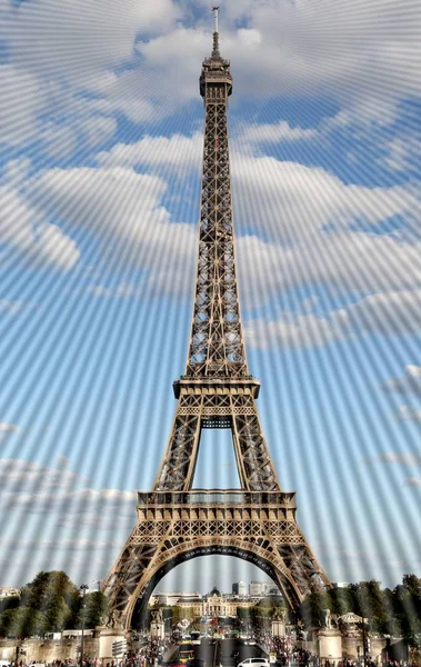 Electromagnetic waves from the antenna of the Eiffel Tower in Paris in France