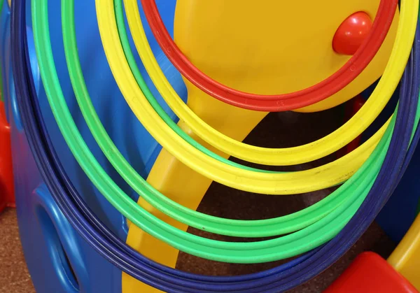 Many Colorful Plastic Games Kindergarten Children — Stock Photo, Image