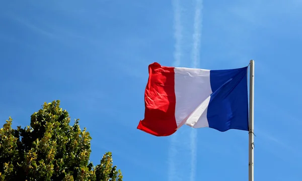 Bandera Roja Blanca Azul Francia Ondea Cielo — Foto de Stock
