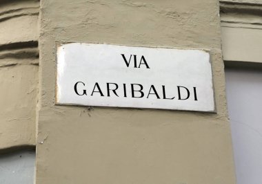 Yol adı Garibaldi bir ünlü kahraman asker İtalya