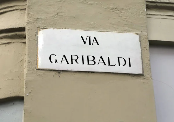 Strassenname Von Garibaldi Ein Berühmter Heldensoldat Italien — Stockfoto