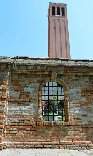 Clocher Église Sainte Elena Venise Italie Mur Briques — Photo