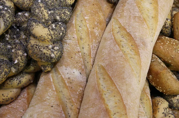 Pane Panetteria Con Pani Profumati Baguette — Foto Stock