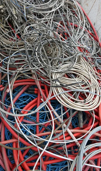 Cables Eléctricos Cobre Depósito Del Centro Recogida Residuos —  Fotos de Stock