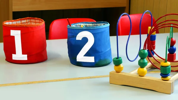 Two Jars Written One Two Kindergarten Children — Stock Photo, Image