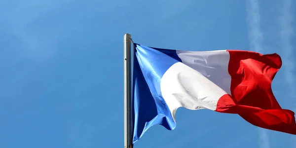 Grandes Olas Bandera Francesa Cielo Azul — Foto de Stock