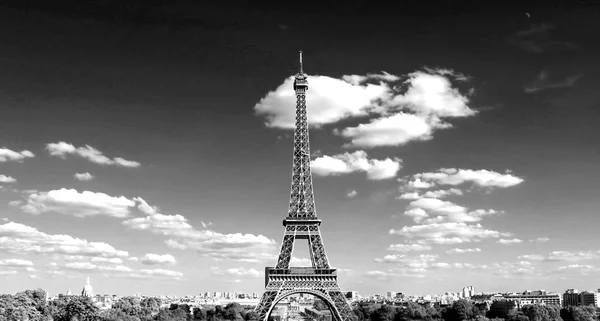 Eiffel Tower Paris France Black White Effect Trocadero Quartier — Stock Photo, Image