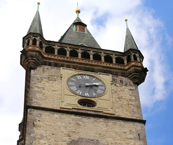 Alter Uhrenturm Der Stadt Prag Der Hauptstadt Der Tschechischen Republik — Stockfoto