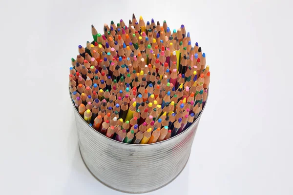 Lápis Madeira Coloridos Usados Por Crianças Durante Aula Desenho Escola — Fotografia de Stock