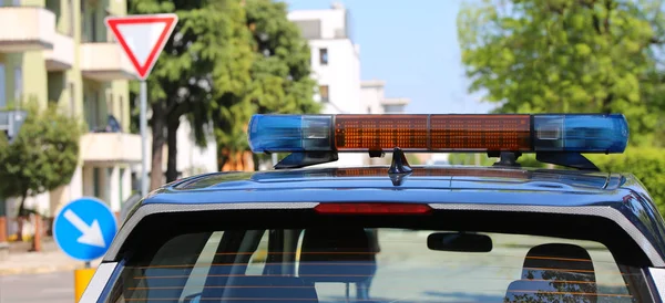 Sirenas Del Coche Azul Policía Italiana — Foto de Stock