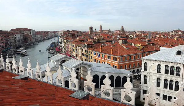 Benátky Itálii Mostu Rialto Canal Grande Ptačí Perspektivy — Stock fotografie