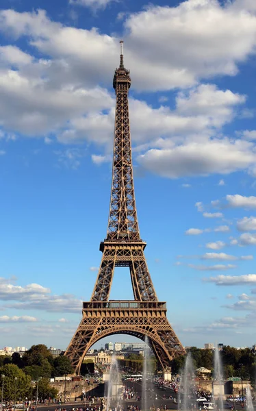 Torre Eiffel Símbolo Cidade Paris França Com Nuvens Vistas Trocadero — Fotografia de Stock