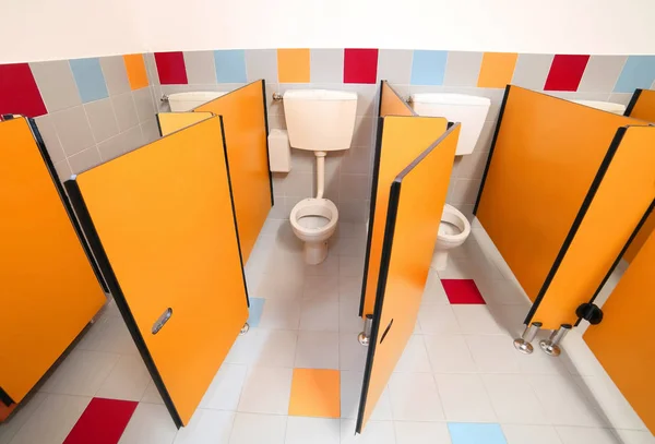 Bathroom Kindergarten Children Opened Doors — Stock Photo, Image