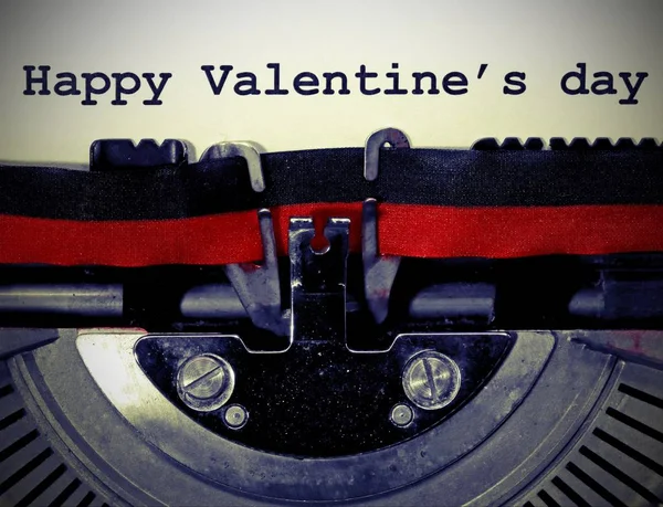 Big Happy Valentine Day Written Old Typewriter Old Toned Effect — Stock Photo, Image