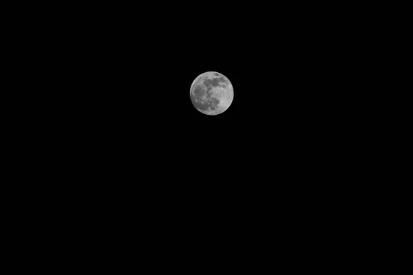 Noche Oscura Con Gran Luna Llena Cielo Negro — Foto de Stock