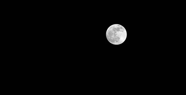 Bulan Purnama Besar Langit Hitam Tanpa Bintang Bintang — Stok Foto