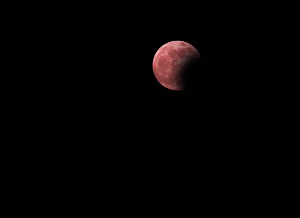 Éclipse Lunaire Visible Avec Grande Pleine Lune Rouge Dans Nuit — Photo