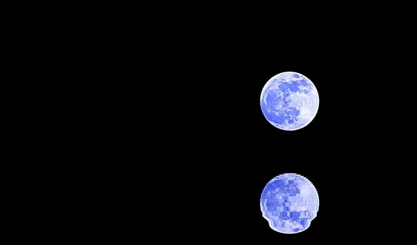 Refleksi Pada Lautan Bulan Bleu Penuh Bersinar Malam Hari — Stok Foto