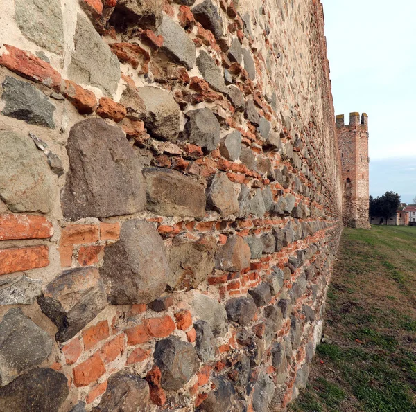 Énorme Mur Massif Briques Des Murs Utilisés Moyen Age Pour — Photo