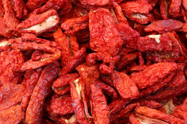 red dried sun-dried tomatoes in southern europe sun for sale in the local market