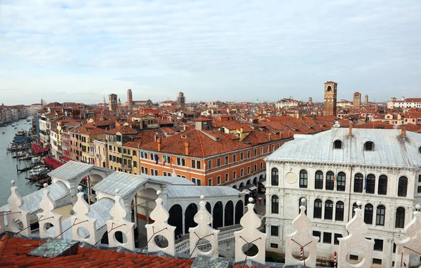 Panoramatický Pohled Benátky Most Rialto Canal Grande Která Hlavní Komunikační — Stock fotografie