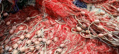 balık ağlarına denizde balık için kullanılan yüzen ile arka plan