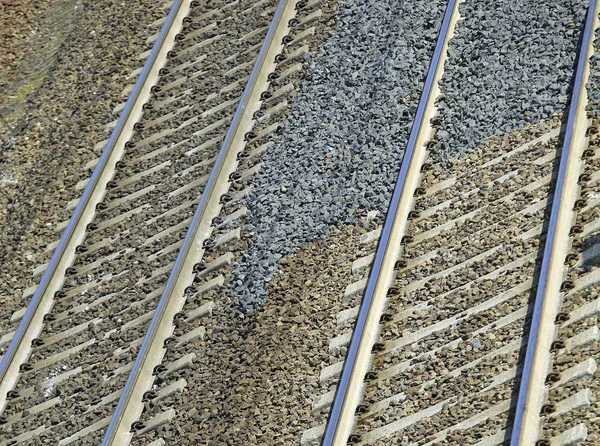 Bahngleise Hintergrund Mit Langen Schienen — Stockfoto