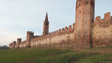 Montagnana Town Veneto bölgesi Kuzey İtalya'daki Padova city yakınındaki Antik Ortaçağ şehir duvar