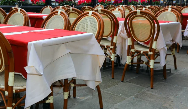 Cadeiras Mesas Elegante Luxuoso Restaurante Livre Sem Clientes — Fotografia de Stock