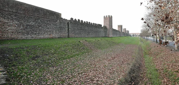 Antiche Mura Protezione Del Borgo Nel Medioevo Nella Città Montagnana — Foto Stock