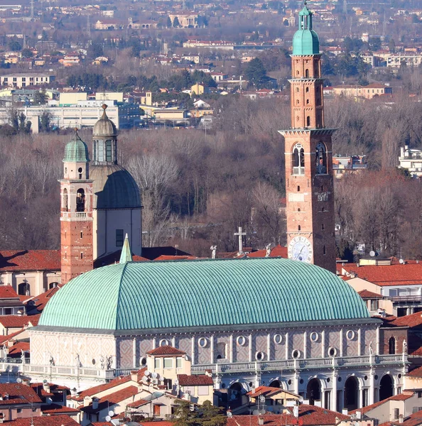 Vicenza Italien Und Der Hohe Bissara Turm Ein Bürgerturm Neben — Stockfoto