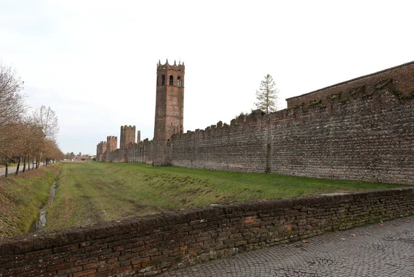 Montagnana Stad Norra Italien Och Stadsmuren Vintern — Stockfoto