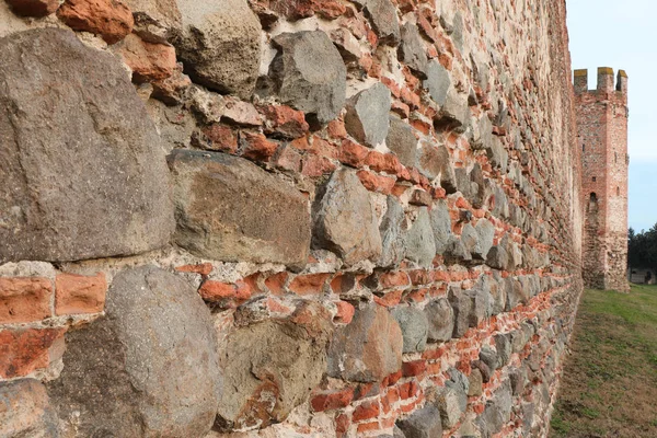 Ancient City wall of Montagnana town near Padua city in Veneto Region in Italy
