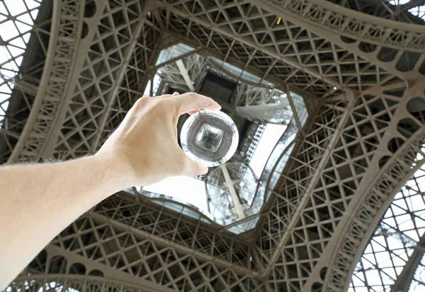 Hand Crystal Ball Eiffel Tower Paris France — Stock Photo, Image