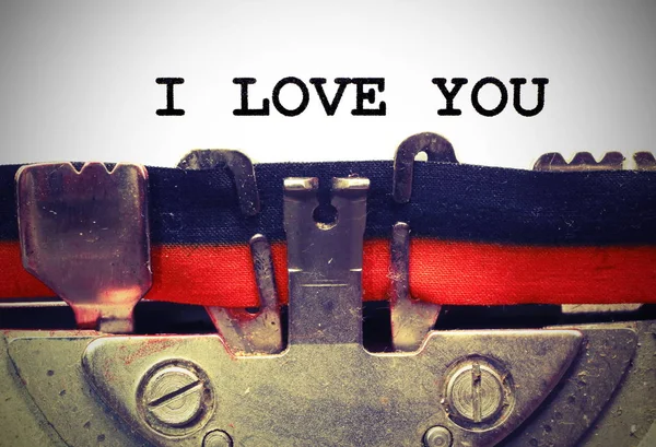 Texte Avec Machine Écrire Love You Avec Encre Noire Avec — Photo