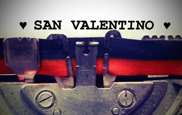 Testo Scritto Macchina San Valentino Inchiostro Nero Con Effetto Vintage — Foto Stock