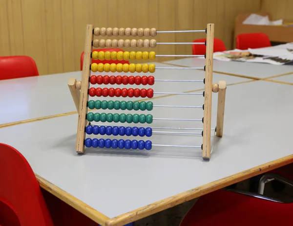 Wooden Abacus Learn How Count Numbers Based Decimal Base Ten — Stock Photo, Image