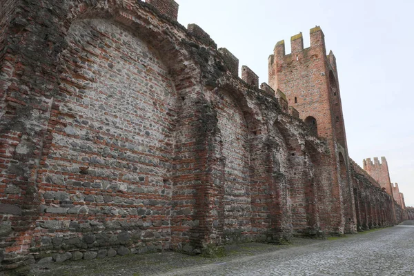 Mittelalterliche Wehrmauern Der Stadt Montagnana Eine Kleine Stadt Der Nähe — Stockfoto