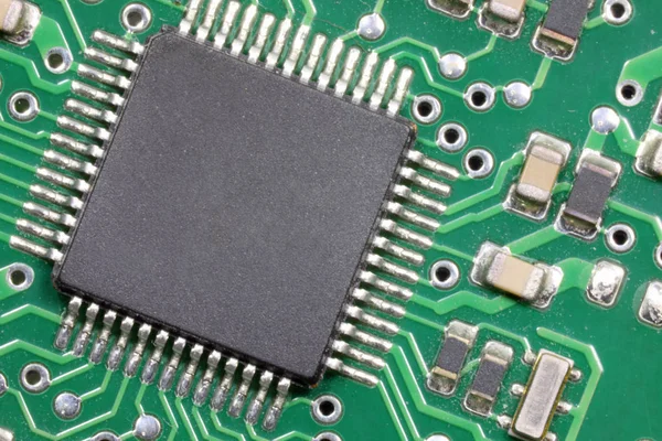 Macro Microchip Circuito Eletrônico Alta Tecnologia — Fotografia de Stock