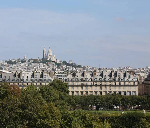 Basilica Del Sacro Cuore Sulla Collina Parigi Francia Vista Dalla — Foto Stock
