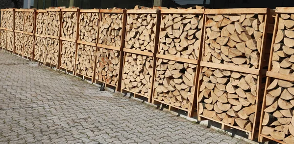Pallets Cut Wood Logs Used Wood Heating Stoves — Stock Photo, Image